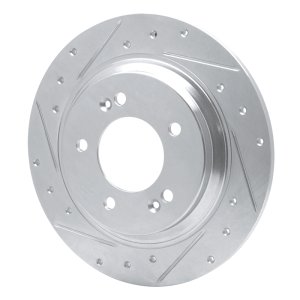 Hyundai SONATA Brake Rotor (1) - Rear Left - R1 Concepts - Drilled & Slotted - Silver - `13-`25
